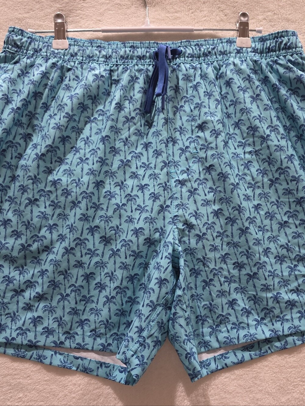 HUK Pursuit Volley Shorts Swim Trunks Lined 5.5" Blue Palm Trees AOP Mens XL Tie